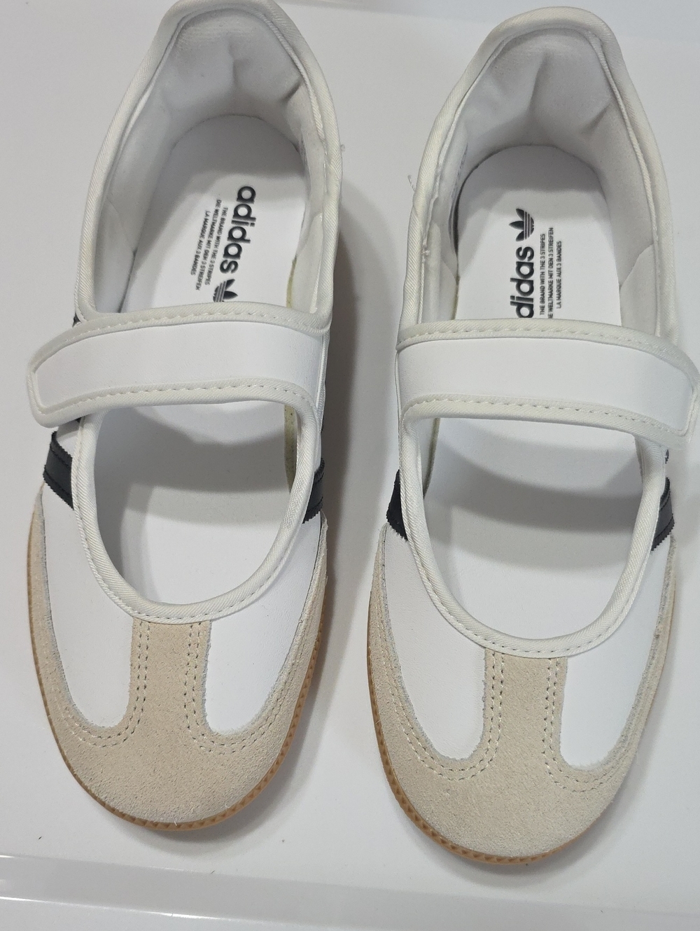 adidas Kids White and Beige Hook-and-Loop Mary Jane Sneakers